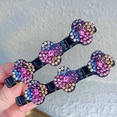 Sparkling Crystal Stone Braided Hair Clips