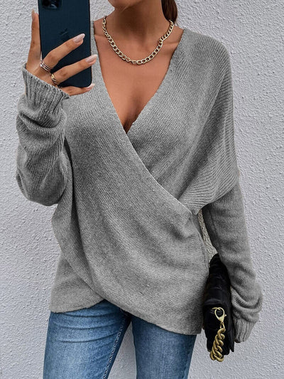 Draped in Style Color Block Long Sleeve Sweater