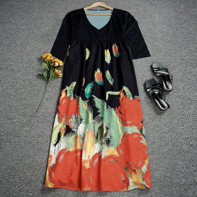 Autumn Flower Smock Dress