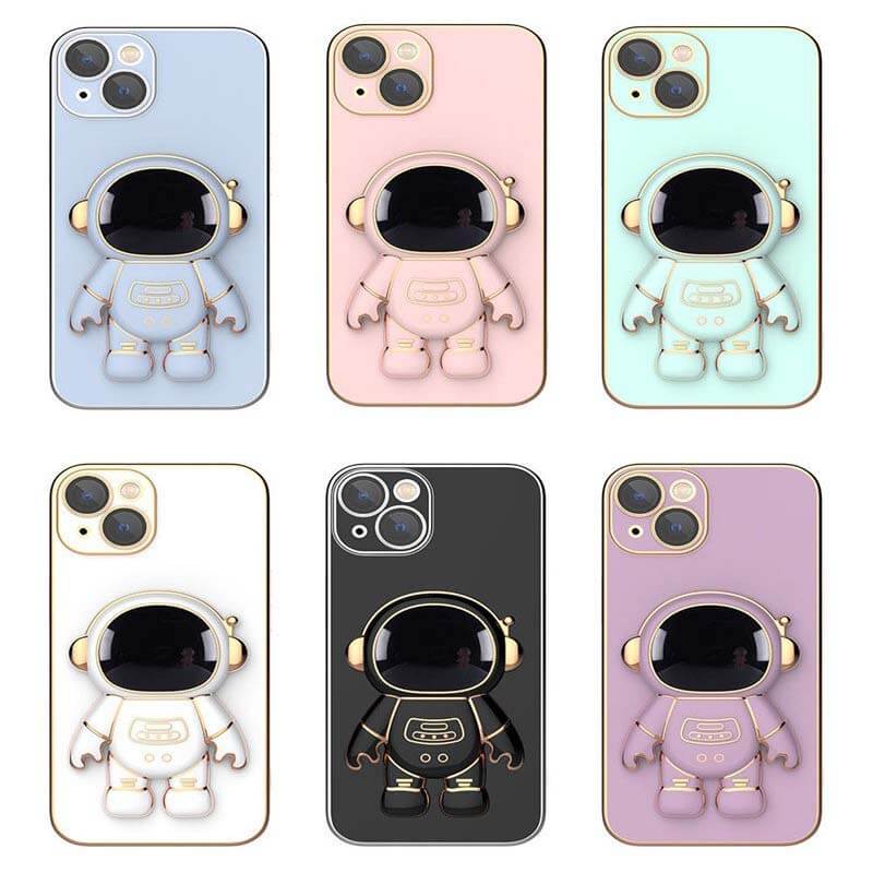 6D Plating Astronaut Hidden Stand Case Cover for iPhone
