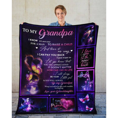 To My Grandpa - From Granddaughter - Butterflyblanket - A315 - Premium Blanket