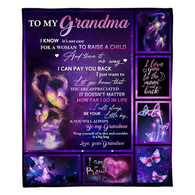 To My Grandma - From Grandson - Butterflyblanket - A315 - Premium Blanket