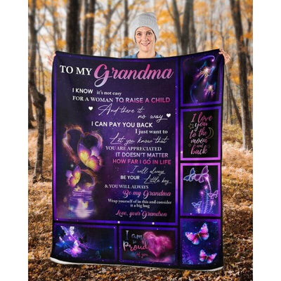 To My Grandma - From Grandson - Butterflyblanket - A315 - Premium Blanket