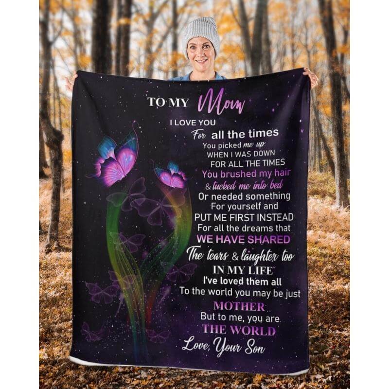 To My Mom - From Son - Butterflyblanket - A319 - Premium Blanket