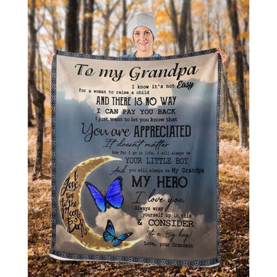 To My Grandpa - From Grandson - Butterflyblanket2 - A314 - Premium Blanket