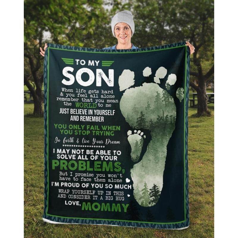 To My Son - From Mom - Footprintblanket - A324 - Premium Blanket
