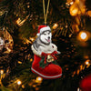 Grey Husky In Santa Boot Christmas Hanging Ornament SB048