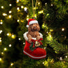 Apricot Cockapoo In Santa Boot Christmas Hanging Ornament SB056