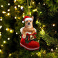 Carolina Dog In Santa Boot Christmas Hanging Ornament SB059