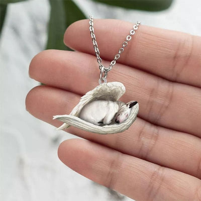 Bull Terrier Sleeping Angel Stainless Steel Necklace SN048