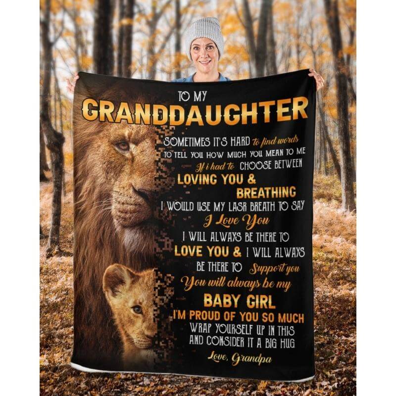 To My Granddaughter - From Grandpa - LionBlanket - A322 - Premium Blanket