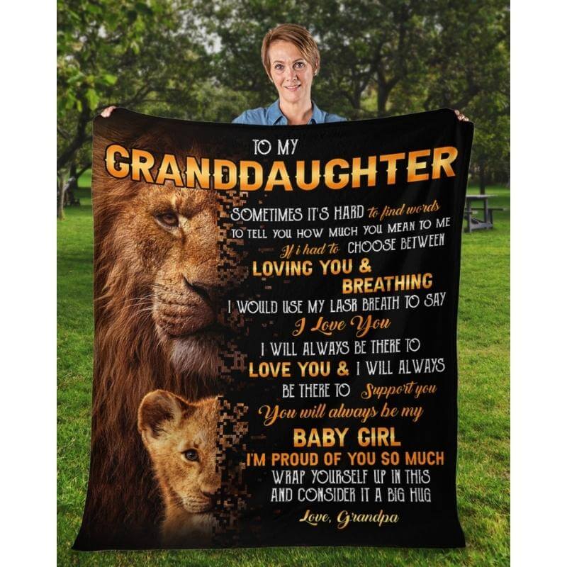To My Granddaughter - From Grandpa - LionBlanket - A322 - Premium Blanket