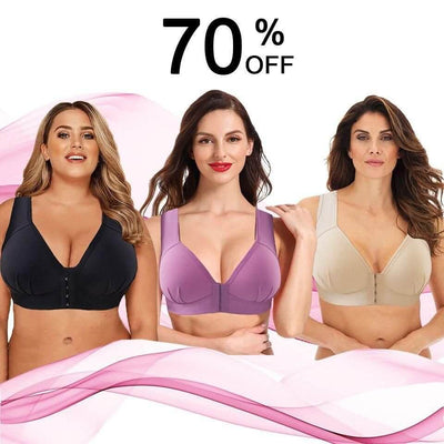 MASI BRA - Plus Size Front Closure Elastic Push Up Comfort Bra