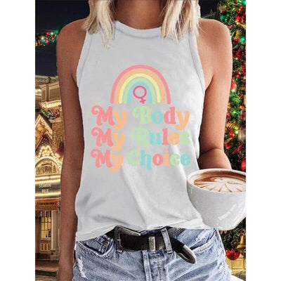 My Body My Rules My Choice Print Casual Vest