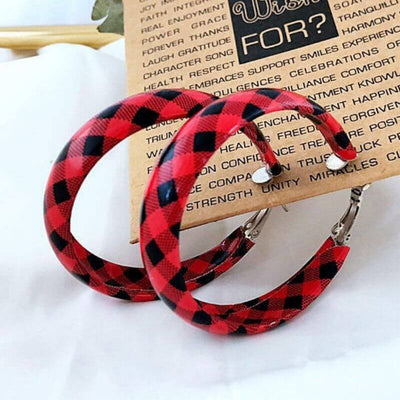 BOUND ROUND PLAID EARRINGS