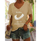 V-Neck Letter Print Casual T-Shirt