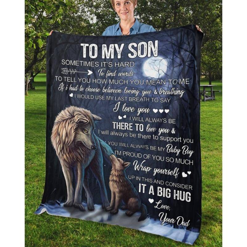 To My Son - From Dad - Wolfblanket - A323 - Premium Blanket