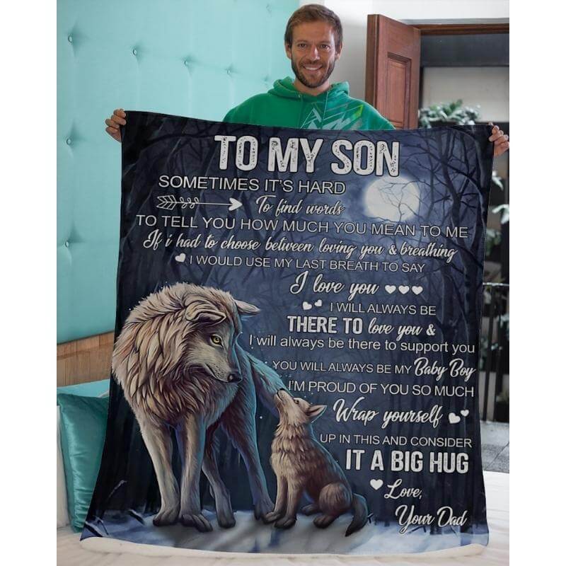 To My Son - From Dad - Wolfblanket - A323 - Premium Blanket