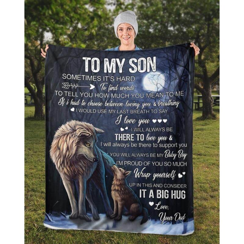 To My Son - From Dad - Wolfblanket - A323 - Premium Blanket