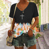 Women's Faith Respect Jesus Print V-Neck Tee