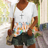 Women's Faith Respect Jesus Print V-Neck Tee